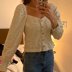 Madewell Cream Puff Sleeve Blouse with Long Sleeves